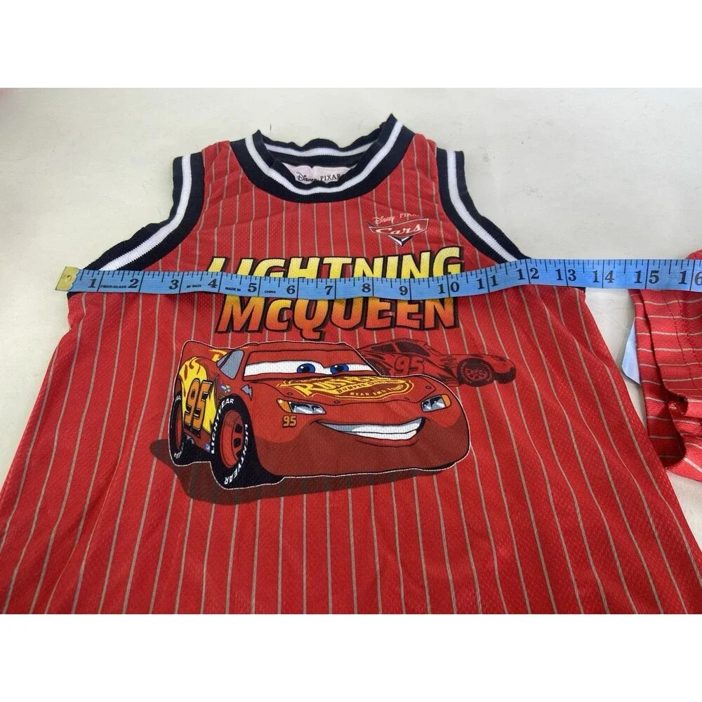 Disney Cars Lightning McQueen 2 Piece Jersey Shirt Shorts Set Outfit Boys Size 4